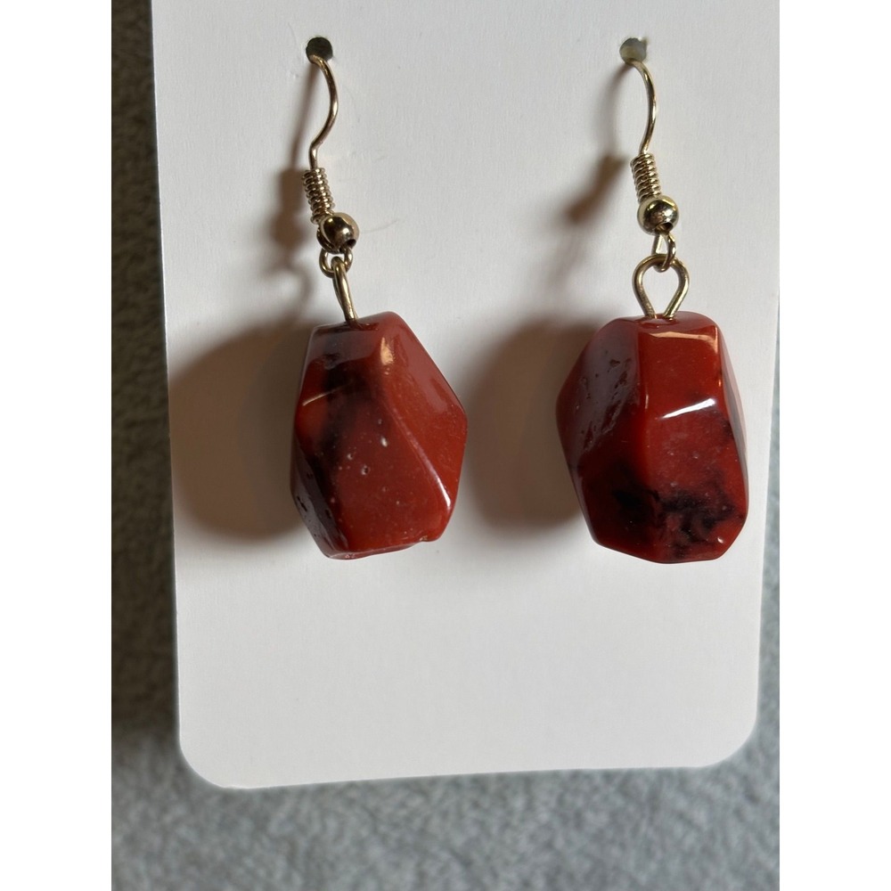 #62.  Faceted Red Faux Drop Earrings